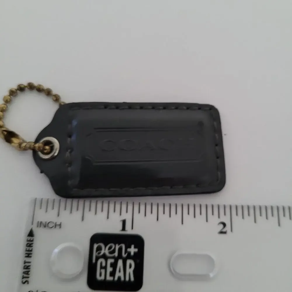 Coach Hang Tag Replacement‎ Gray Leather Bag Charm Keychain Small 2